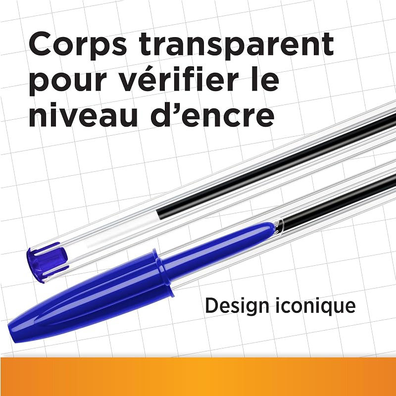 Cristal Original Stylos-Bille Pointe Moyenne (1,0 mm)- Parfait pour l'Ecole et au Bureau) - Bleu, Boîte de 50