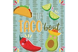 IHR Ideal Home Range Cocktail Napkins Disposable 3-Ply Paper Party Napkin Pack, 5" x 5", Taco Bout It, 20-Count