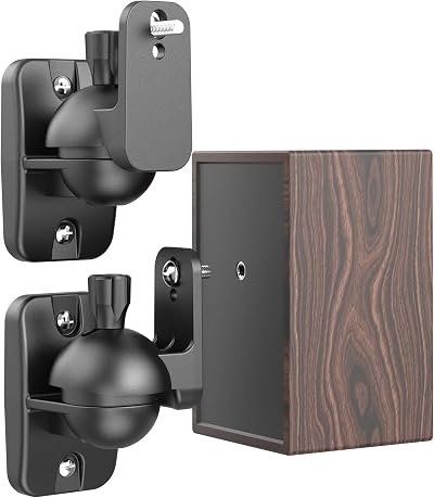 Cozycase 2 Pcs Speaker Wall Mount Kit Adjustable Rotatable Tilted Black