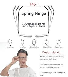 3 Pack Fashion Metal Full Frame Reading Glasses for