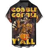 YBHUO Mens Thanksgiving Shirt Turkey Print Short Sleeve Hawaiian Bowling Casual Button Down Shirts