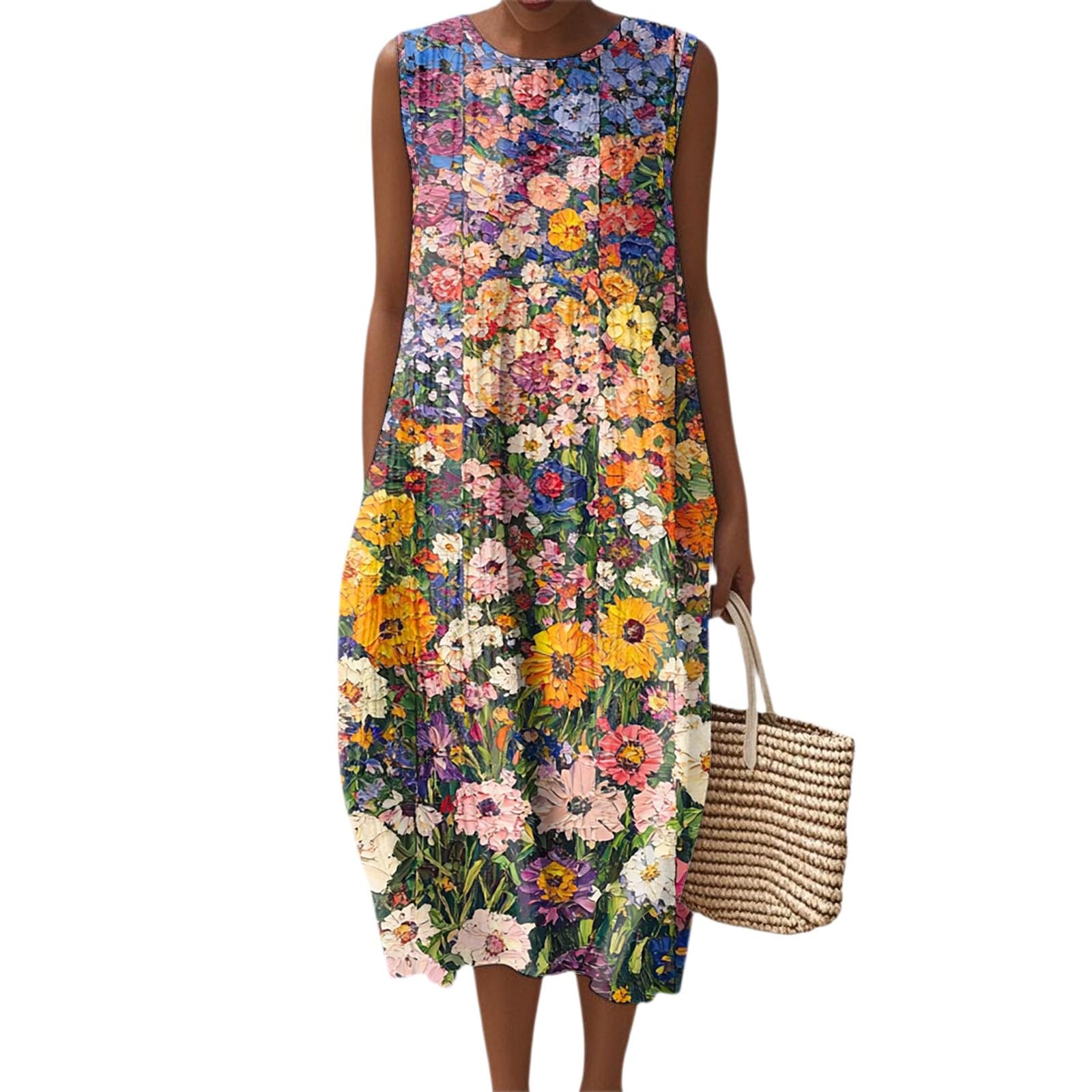 Summer Fall Midi Dresses for Women 2025 Cotton