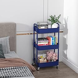 Sywhitta 3-Tier Plastic Rolling Utility Cart with