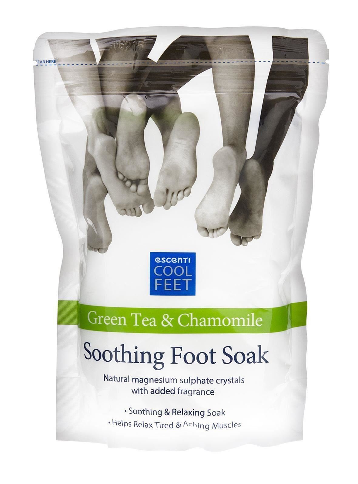 Three Packs of Escenti Cool Feet Green Tea & Chamomile Soothing Foot Soak Bath Crystals 450g