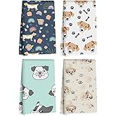 Hanamiya Na 4Pcs Cute Dog Kitchen Towels, Whimsical Decorative Absorbent Microfiber Dish Cloth Tea Towel, Waffle Hand Towels for Farmhouse Home Bathroom, Dog Gifts