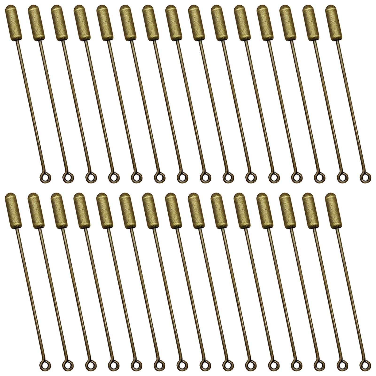 60pcs Brooch Pin Stick for Jewelry Making,Metal Stick Pin Brooch Safety Pins Needle Eye Pin with Stopper Ends for DIY Costume,Suit Tie Hat pin,Jewelry Making Accessories(Antique Bronze)