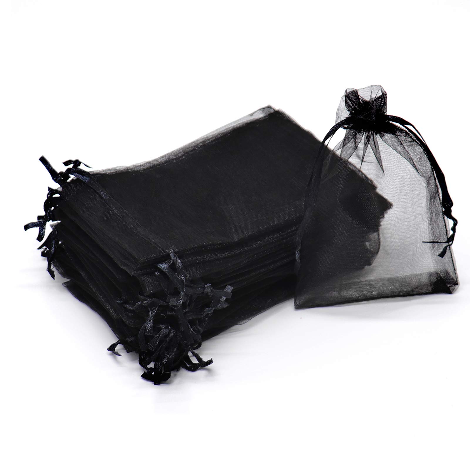 Photo 1 of Bezall 100Pcs Black Organza Bags 3x4 Inch, Small Mesh Jewelry Bags Drawstring Gift Bag Wedding Party Favor Halloween Candy Treat Pouches