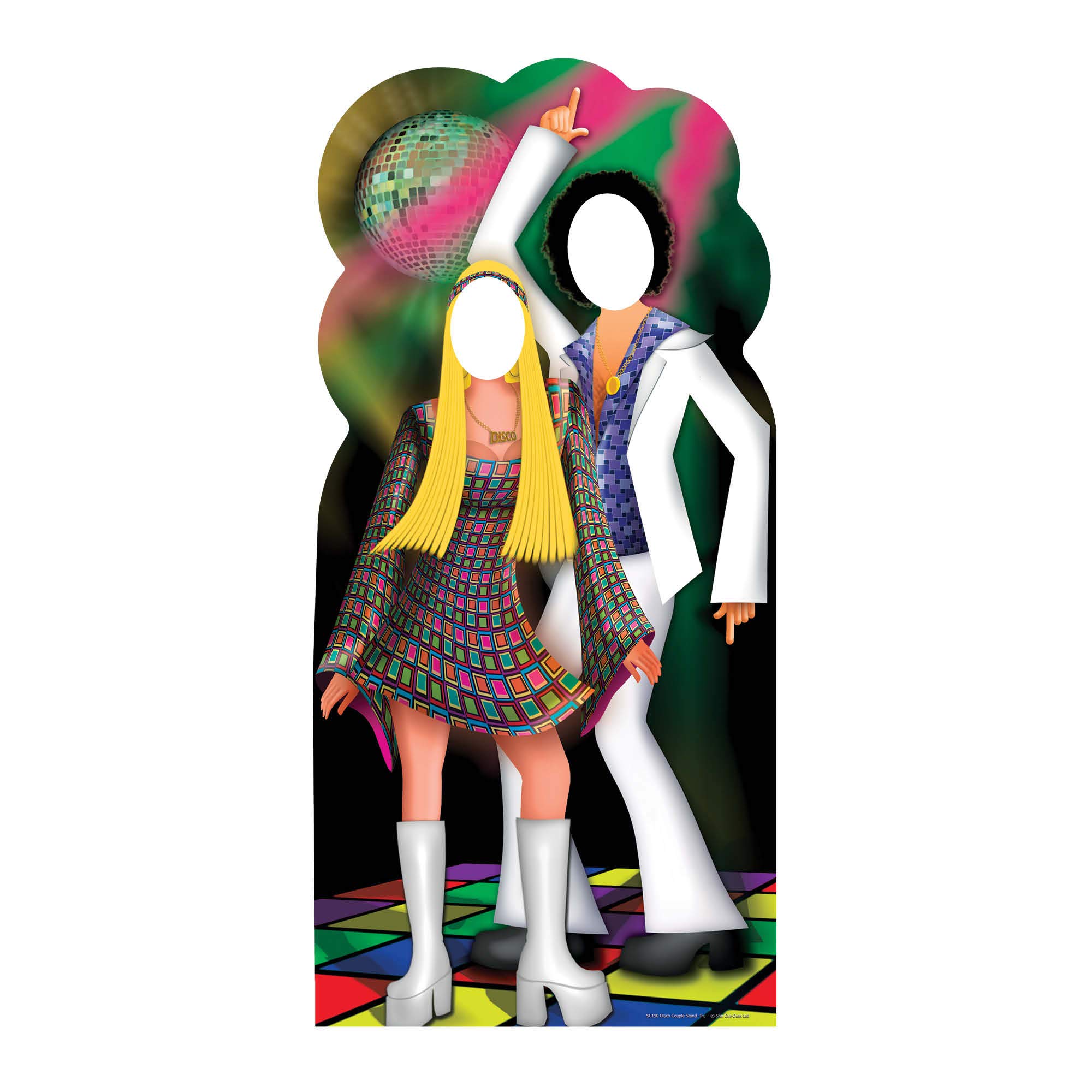 Star Cutouts SC190 Disco Couple Stand-In – 190cm Lifesize Cardboard Cutout | Fun 70s Party Decoration, Photo Prop & Retro Event Display