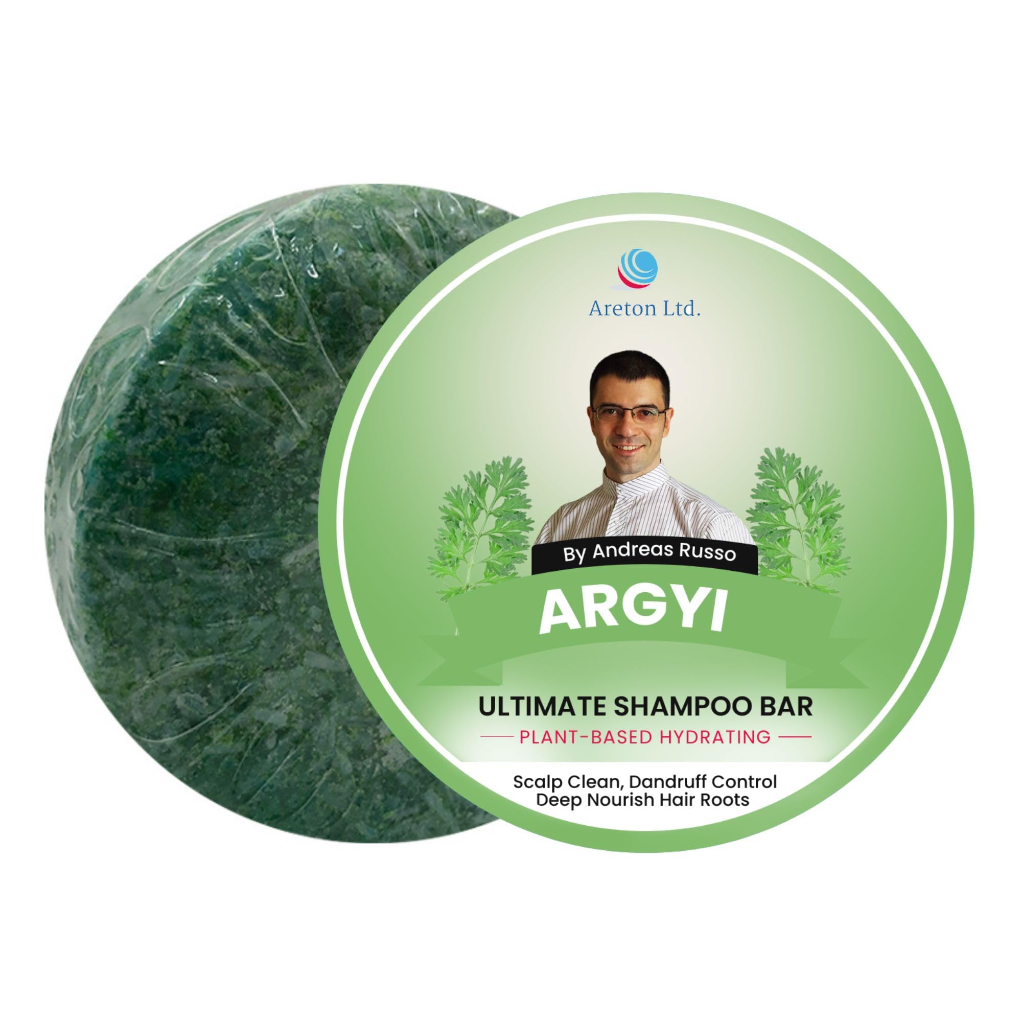 Areton HandMade Solid Shampoo Bar – Natural and conditioner For Dry Hair, Hair Nourishment, Prevents Spilt Ends With Plant Based Hydrating SLS Free (Argyi), 60.0 grams, Pack of 1