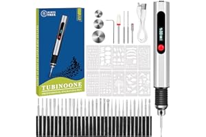 TUBINOONE Engraving Pen, Ultimate Cordless Portable Tool for Artists & DIYers - Engrave 50+ Surfaces - Beginner Friendly - Rechargeable - Free 30 Bits & Mastery Guide & Stencils (Gray)