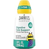 Zarbee’s Children’s Digestive Care Support* Prebiotic Fiber Syrup, Grape Flavor with Other Natural Flavors, Liquid Fiber for Kids, Daily Digestive Support, Gluten Free, Agave, 8 fl oz