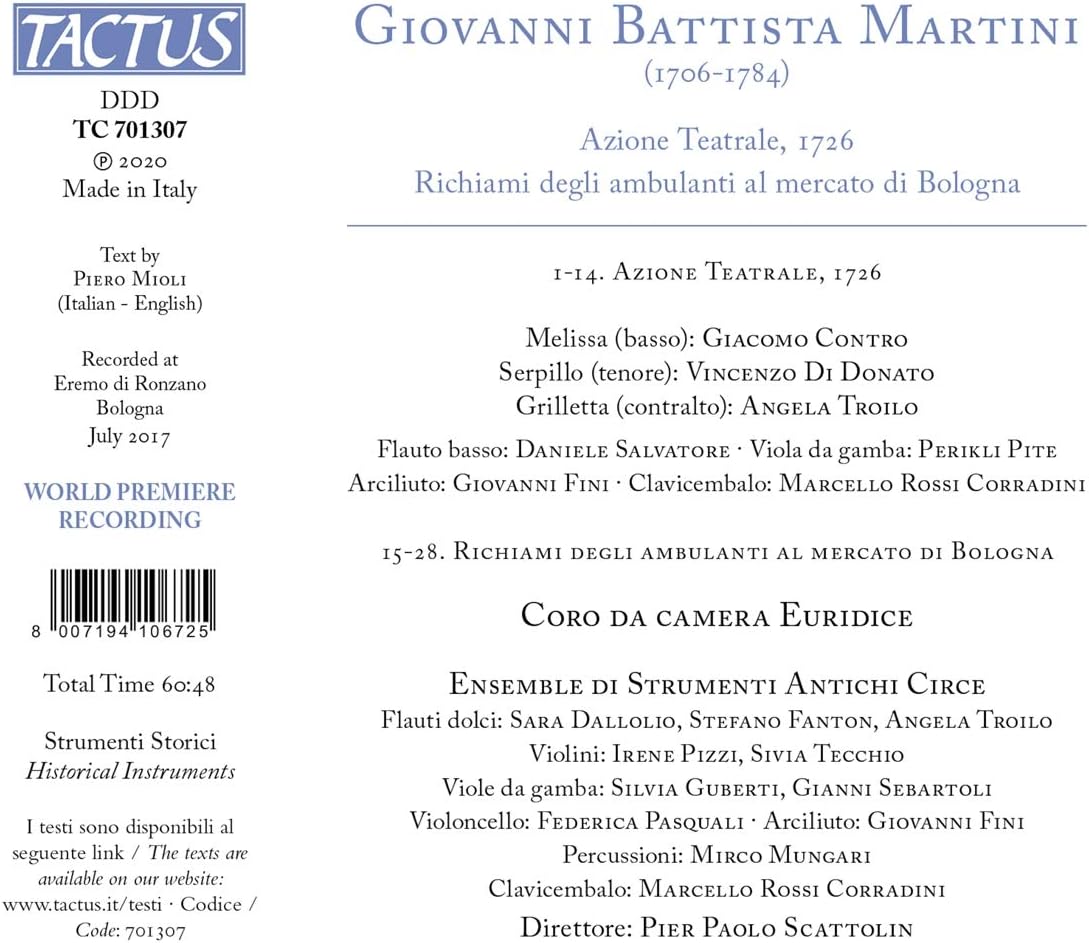 Giovanni Battista Martini: Azione Teatrale, 1726, Richiami degli ambulanti al Mercato di Bologna - Image 3