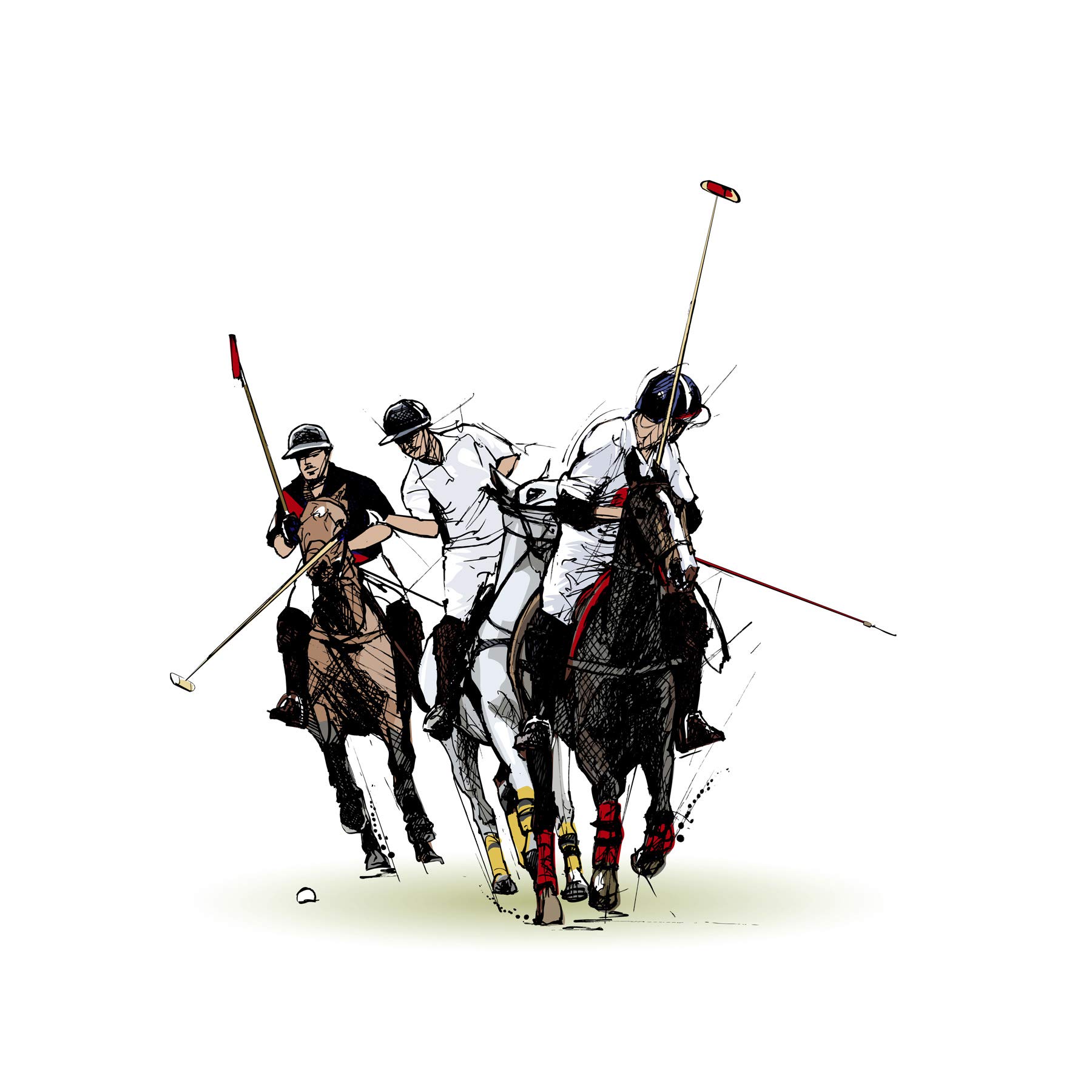 Wee Blue Coo Polo Illustration Sport Horses Large Wall Art Print Canvas Premium Poster