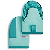 KitchenAid Beacon Two-Tone Non-Slip Mini Oven Mitt Set, Aqua Sky, 5.5"x8", 2 Piece