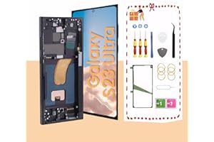 LNONLS OLED Screen for Samsung Galaxy S23 Ultra 5G LCD Screen Replacement for Samsung S23 Ultra Touch Digitizer Display Screen Assembly with Frame Toolkits S918U S918A US Version(Black)