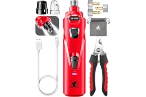 LOPSIC Dog Nail Trimmers with 3 Grinding Wheels Pet Dog Nail Clipper Kit for Large Medium Dogs Cats Small Animal Nail Care Agate-red
