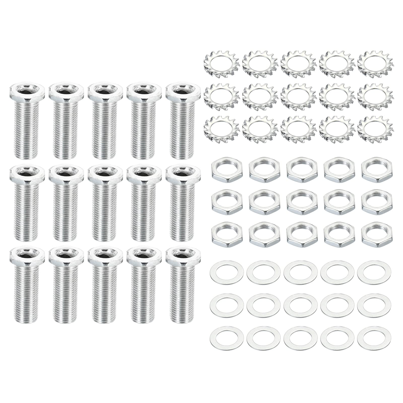 PATIKIL M10 Thread 30mm Tall Hex Hollow Screw Bolts, 4 in 1 / 60Pieces Through Hole Bolt Chandelier Fasteners with Hex Nut and Gasket
