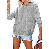 EVALESS Sweatshirt for Women Crewneck Long Sleeve Side Split Tops Casual Solid Color Loose Pullover Shirts 2025 Clothes
