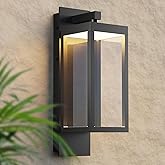 illumishin Outdoor Wall Sconce, Exterior Waterproof Wall Lanterns,Modern Black Exterior Light Fixture with Clear Glass Shade,