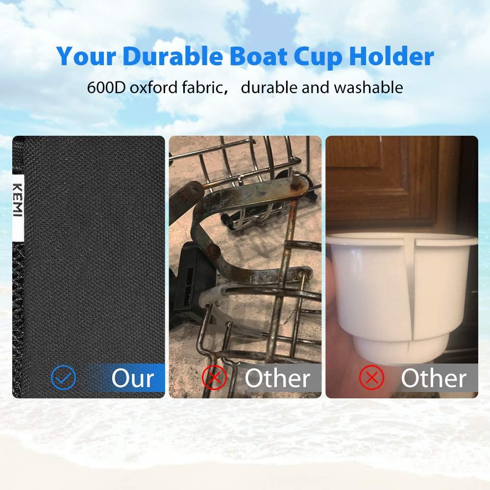 kemimoto Bar Cup Holder, Oxford Fabric Drink Cup Can Holder with Drain and Alligator Clip for Motorcycle, ATV, Scooter, Marine Boat, Kayak, Bike, Wheelchair, Walker, Golf Cart, RV, Camper, Desk: Automotive