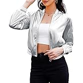 Zando Bomber Jacket Women 2025 - Lightweight Cropped Jacket Zip Up Casual Striped Women Jackets Trendy Outerwear with Pockets