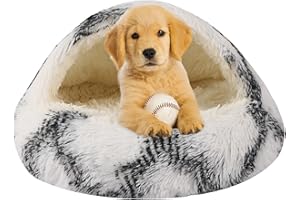 WGOOGW Dog Beds for Small Dogs, Cat Bed Cave, Washable Cute Cat Bed, Cozy Nook Pet Bed for Dogs or Cats, Anti-Slip Puppy Bed for Small Medium Pets (Grey-White, 16" x 16")