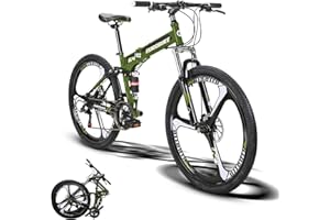 EUROBIKE G4 Folding Mountain Bike, Adult Folding Bike, Full Suspension Mountain Bike 26 Inch,21 Speed Mens/Women Foldable Bike,Muti Colors