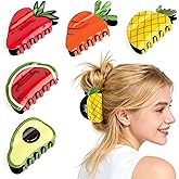 Framendino, 5 Pack Fruit Shape Hair Claw Clips Vegetable Watermelon Strawberry Pineapple for Thick Women