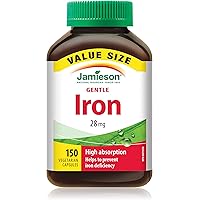 Jamieson Iron 28 mg, with Folic Acid, Vitamin B2, Vitamin B12, and Vitamin C, Helps Prevents Iron Deficiency, Provides Superi