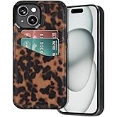 BayPastel X for iPhone 13/14/15 Wallet Case Card Holder Slot Slim Cute Design Soft Leather Protective Phone Case with 2 Credit Card Pockets Cover for 6.1 inch for Women Men,Turtle Shell