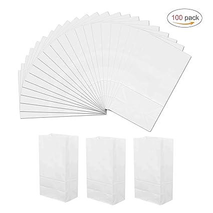 Maoxintek Kraft marrón Bolsas de Papel 100 pcs con Base 13 x 8 x 24 cm