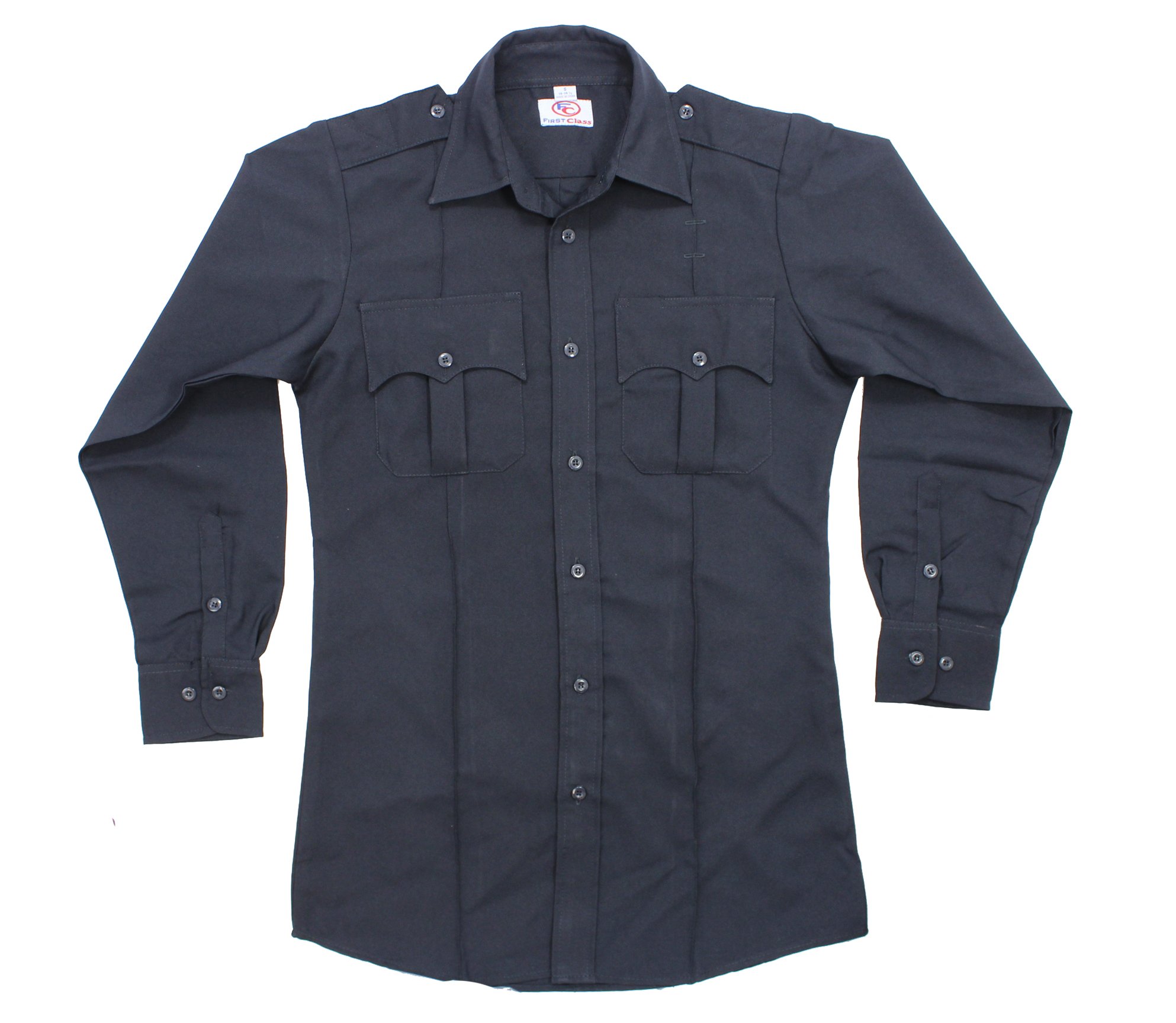 First Class 100% Polyester Long Sleeve Men's Uniform Shirt Navy Blue