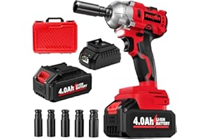 FULLYEA Cordless Impact Wrench 1/2 Inch, 406Ft-lbs (550N. M) Brushless Impact Gun Kit, 3000RPM High Torque Power Impact Wrench, 4.0Ah Battery & Fast Charger, Electric Impact Driver for Car Home