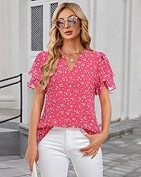 Women's Short Sleeve Tops, Pink Blouses for Women
