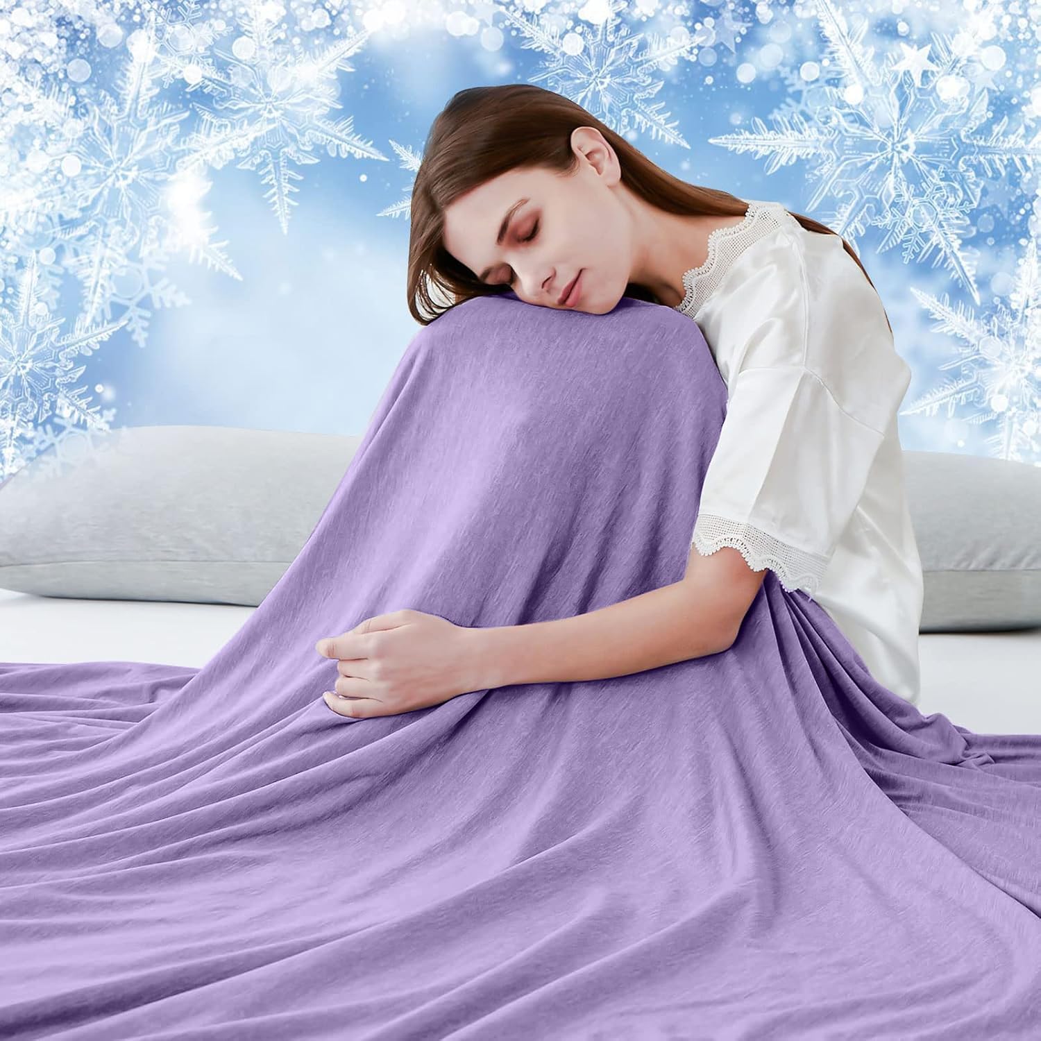 Luxear Cooling Blanket for Summer, Throw Blanket With Arc-Chill 3.0 Technology Keep Cool For Sofa Bed, Comfort Soft Nap Blanket Fabric Breathable Adult Baby Children, King Size 200 x 220 Cm, Purple