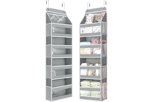 Yecaye 5 Tier 1Pc Over the Door Organizer, Stuffed Animal Storage with Clear PVC Windows, Door Organizer Hanging for Bedroom
