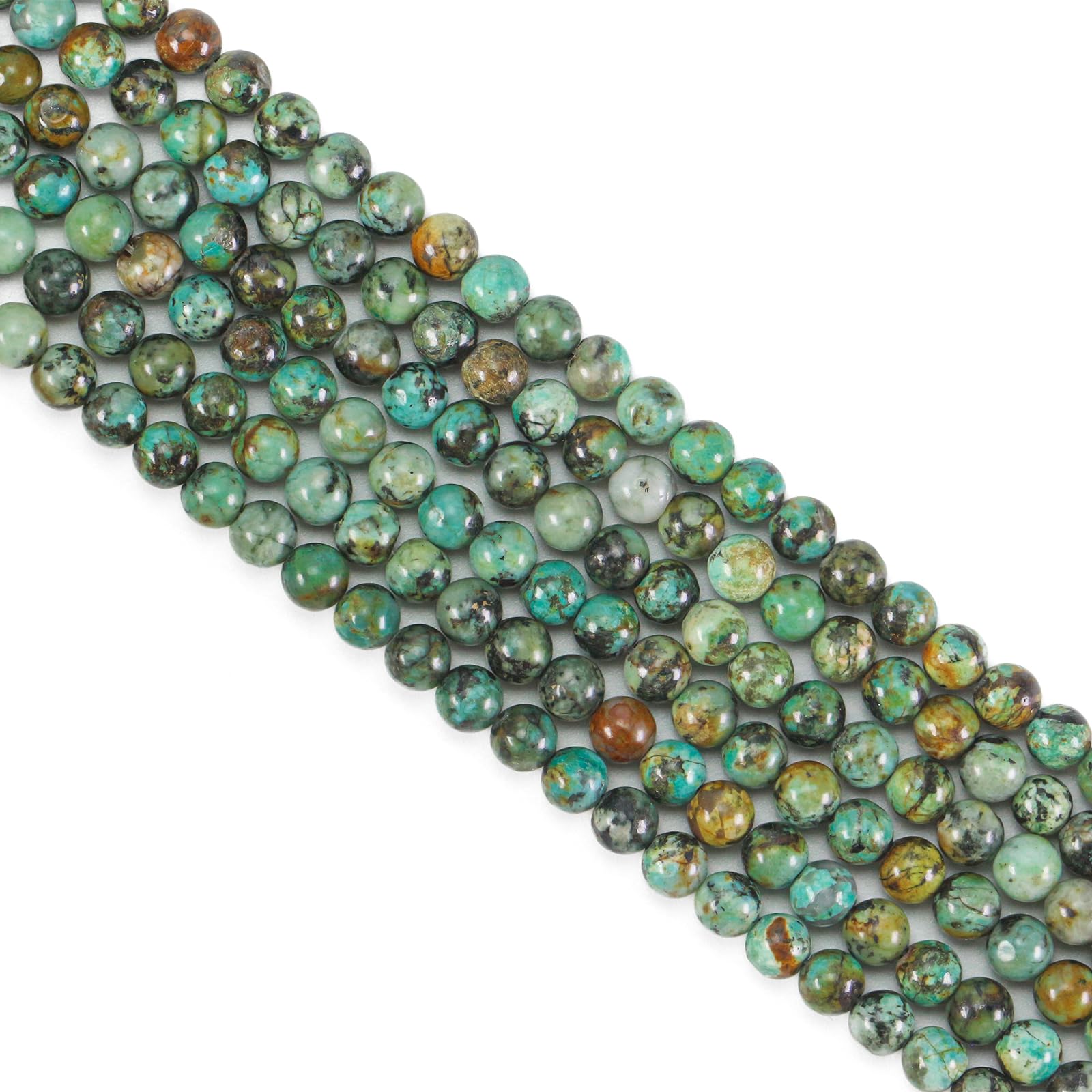 Ouubuuy 60pcs 6mm Round Turquoise Crystal Beads for Jewelry Making