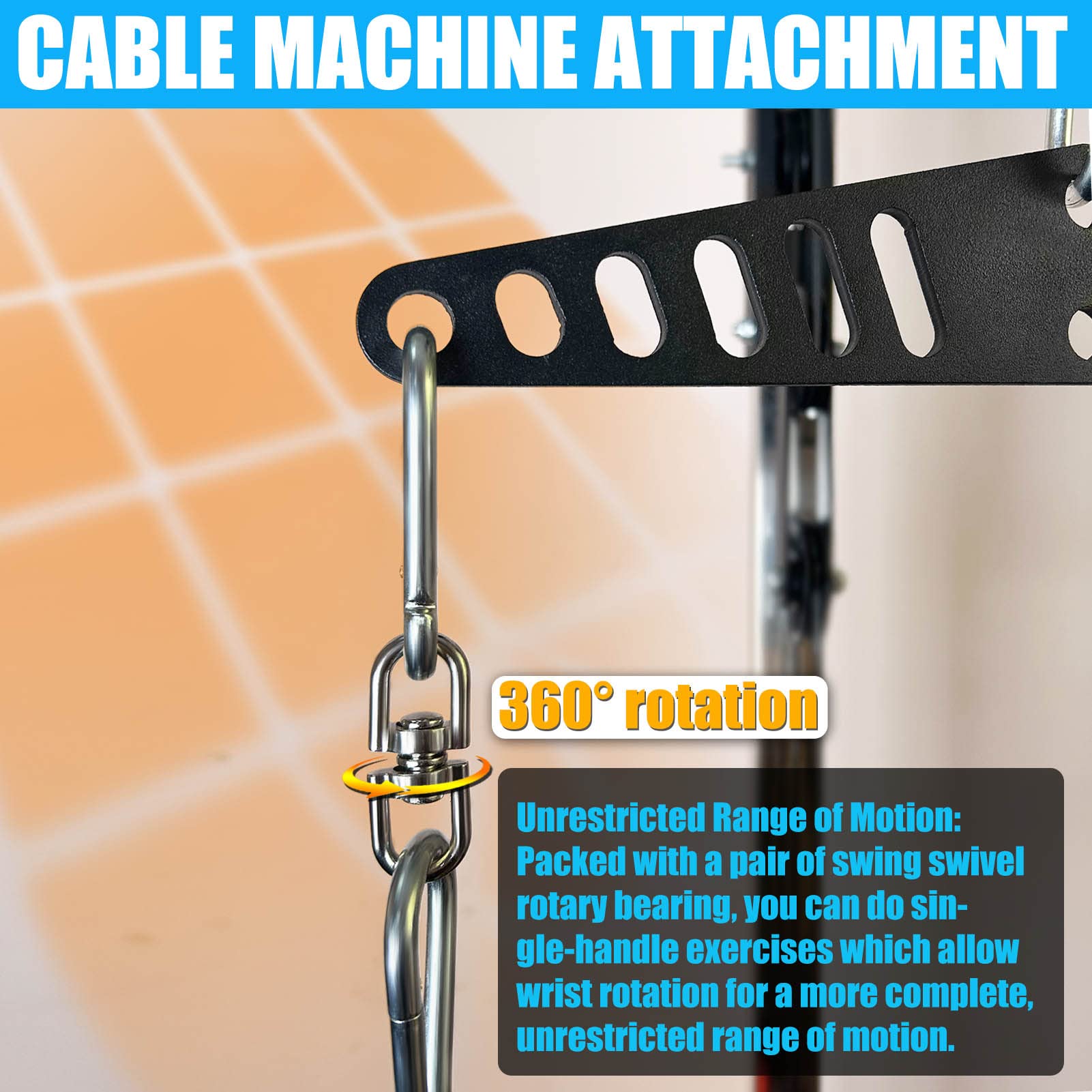 Adjustable Lat Pull Down Bar For Home Gym Cable Machine - Black Steel Pulley Attachment