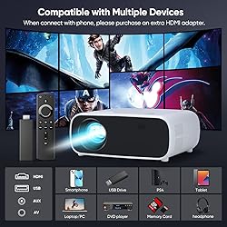 Projector with WIFI and Bluetooth, 200" Projector