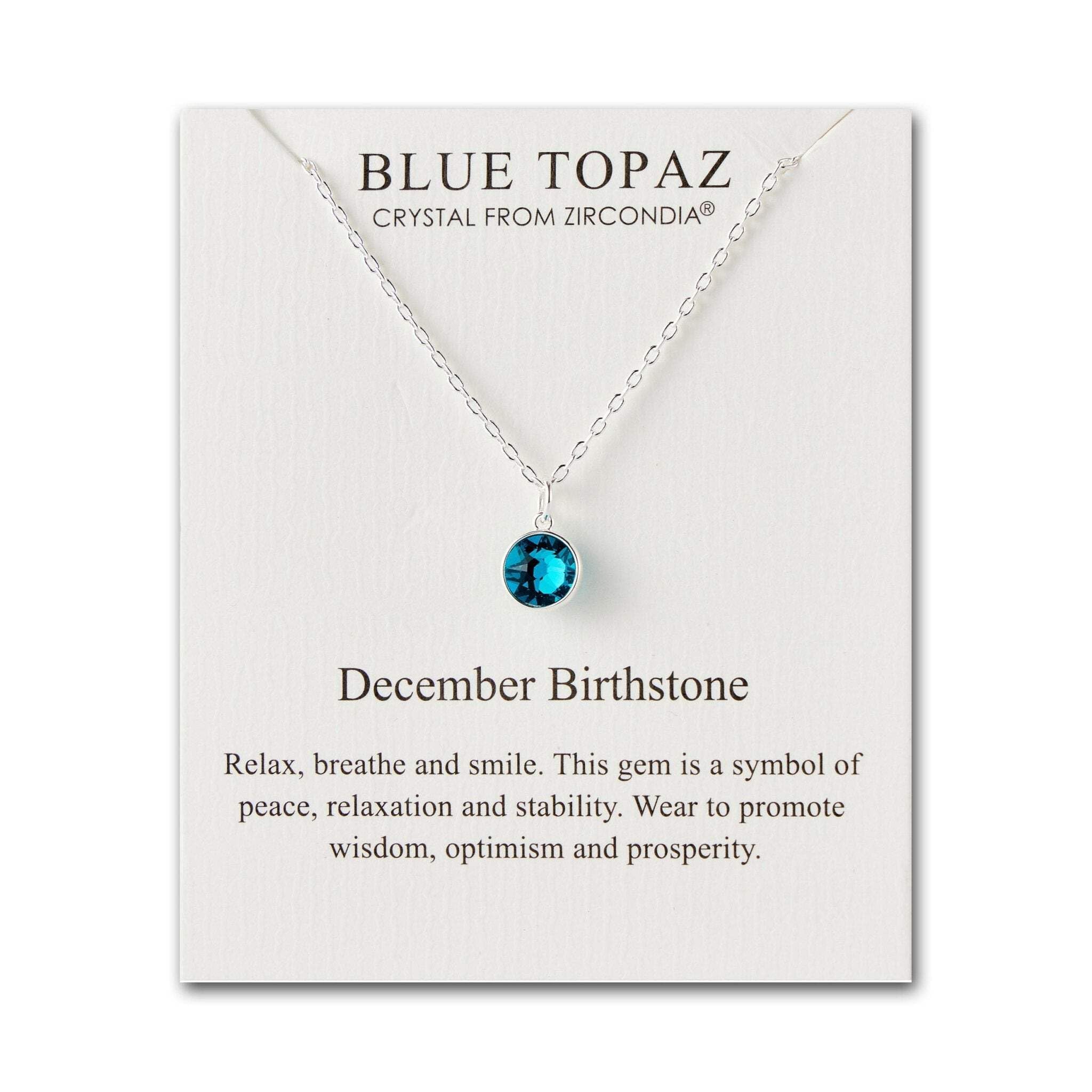 Philip Jones December (Blue Topaz) Birthstone Necklace Created with Zircondia® Crystals
