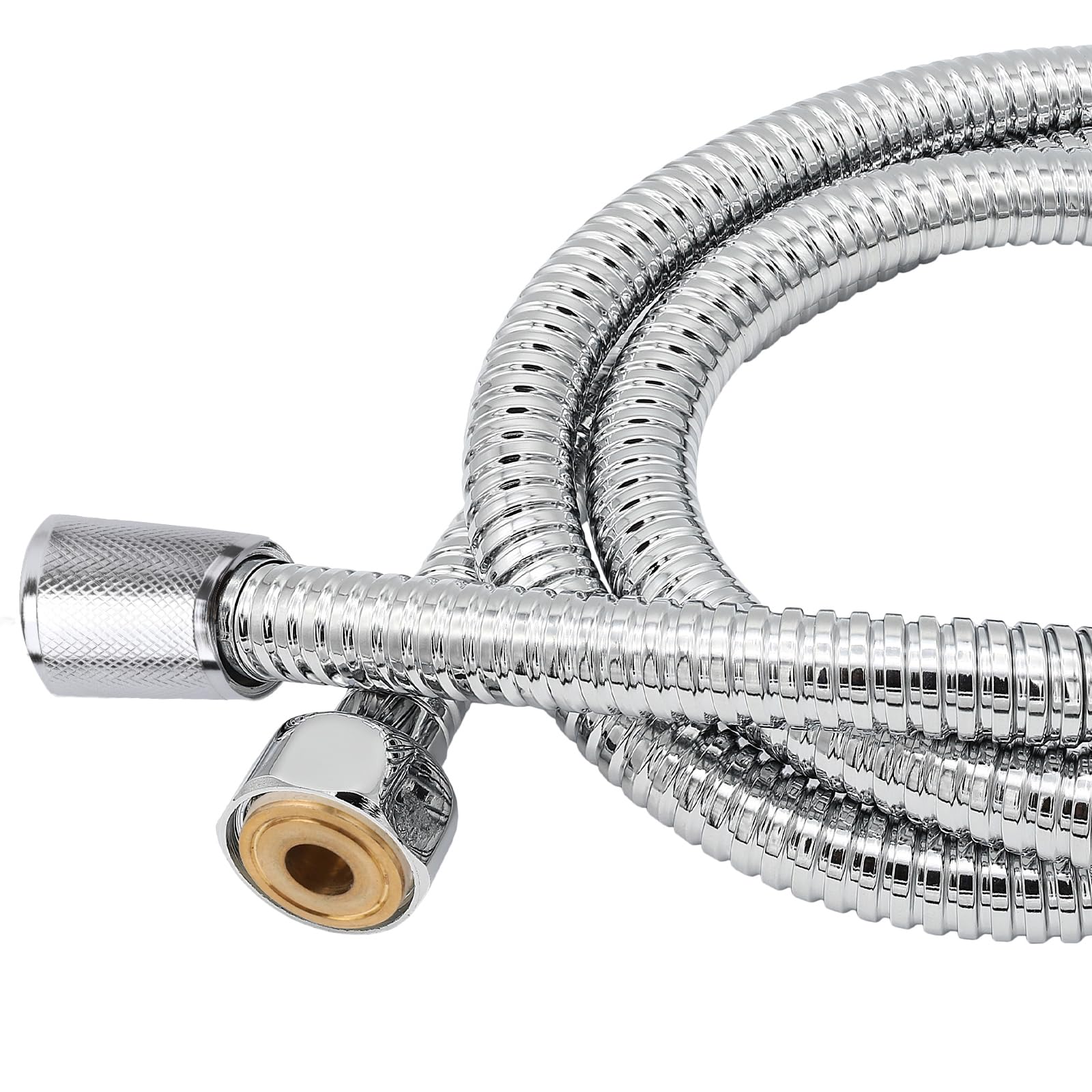 YEAUPE 2M 2.0m(79") Universal Shower Pipe Anti-Kink Standard G1/2 All Copper Connectors Premium Replacement Stainless Steel Hose,Chrome
