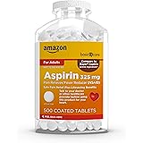 Amazon Basic Care Aspirin Pain Reliever and Fever Reducer (NSAID), 325 mg Coated Tablets, White, 500 Count