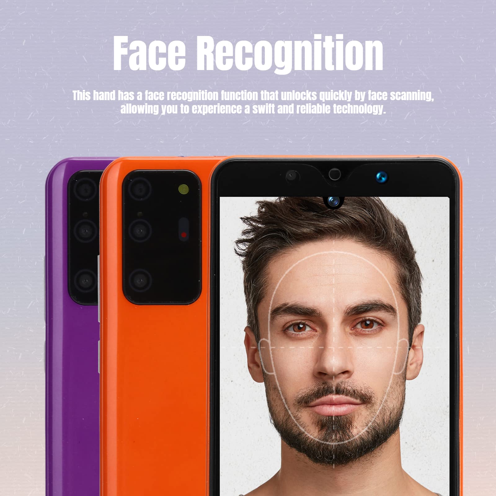 5.72in HD Full Screen Smart Phone, Note30 Plus Unlocked Smartphones, Dual Cards Dual Standby, 512MB+4GB Cell Phones, for Android 4.4.2, Support +BT+FM (Orange)