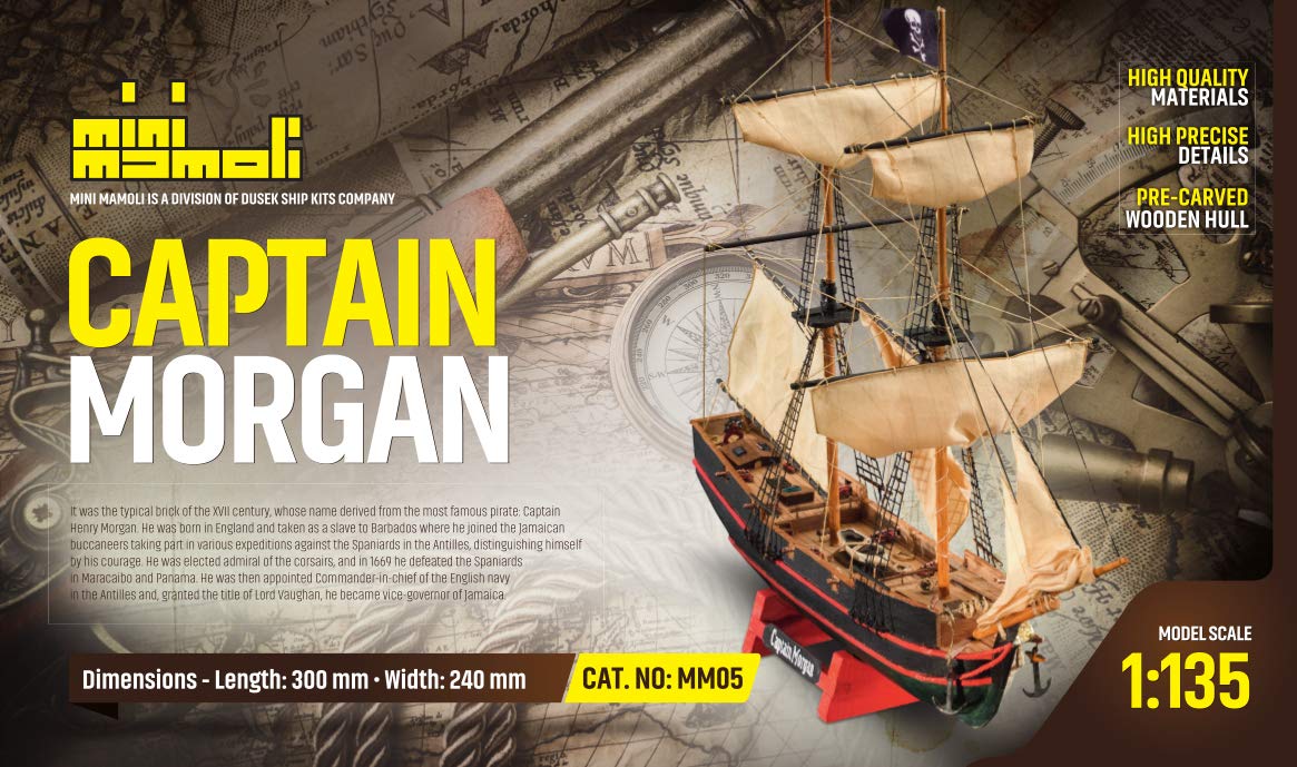 Mamoli MINI Captain Morgan WOODEN SHIP MODEL KIT Scale: 1/135 Length: 300 mm, Height:240mm MM05