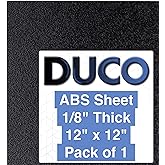 Duco ABS Plastic Sheet 1/8 Inch Thick 12" x 12" - Pack of 1 Rigid ABS Sheet with Textured Plastic Front - 0.125" Thick Heat M