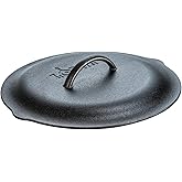 Lodge 12 Inch Cast Iron Lid. Classic 12-Inch Cast Iron Cover Lid with Handle and Interior Basting Tips.