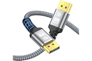 looyotul 8K DisplayPort Cable,8K DP 1.4 Cable 6.6ft (8K@60Hz,4K@144Hz,2K@240Hz),HBR3 Support 32.4Gbps,Gold Plated Connector,High Refresh Rate for Gaming Monitor,HDR,FreeSync G-Sync,Graphics Card,PC