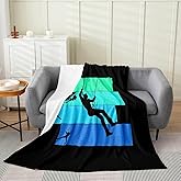Erosebridal Rock Climbing Fleece Throw Blanket 40x50 Inch Climber Flannel Blanket for Kids Boys Men Bouldering Patchwork Black Blue Green Soft Warm Room Decor