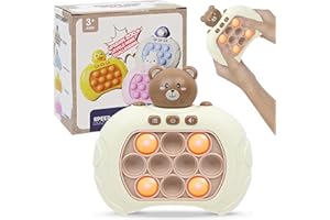 FAWAIKTU Fast Push Bubble Game, Light up Pop Fidget Toys Handheld Game Controller with 4 Modes Push Game Puzzle Game Machine Stress Relief Toy Fidget Game for Boys and Girls Teen (Bear)