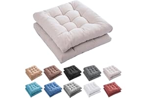FABRICASTLE Outdoor Chair Cushions Patio Cushion Premium Comfortable Thick Fill Tufted 19" x 19" Floor Wicker Seat Pads, 2 Count (Cream, 2)